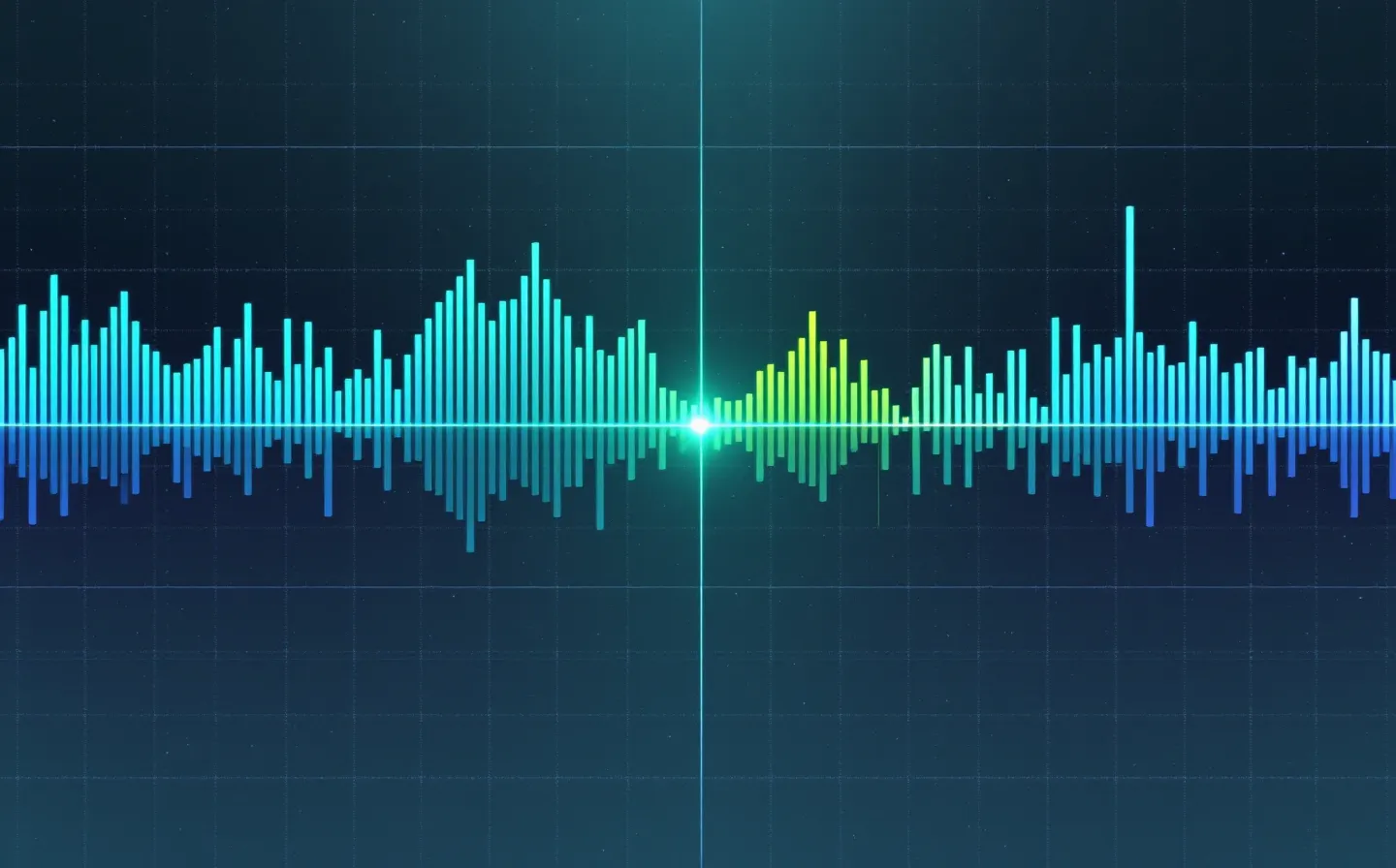 Abstract data-console illustration of four cool signal channels on a gunmetal grid
